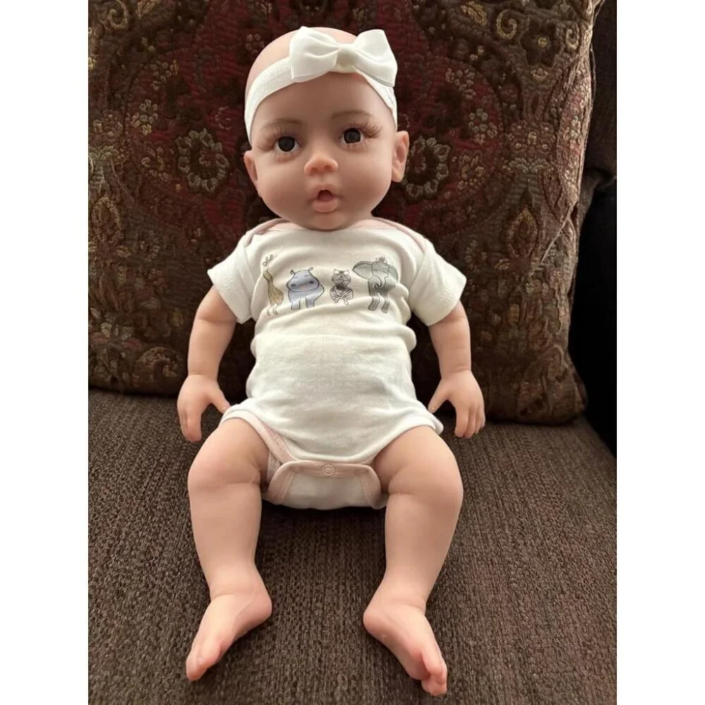 🆕18.5 inch Full Silicone Tan Baby Dolls Newborn Baby Girl Doll Newborn Doll